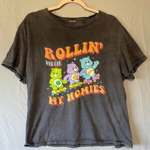 Care Bears Womens Graphic Tee XL Acid Wash Nostalgic Grunge Boxy Kidcore Cartoon